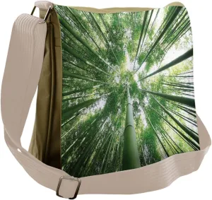 Ambesonne Green Messenger Bag, Tropic Rain Forest and Sky, Unisex Cross-body