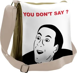 Ambesonne Humor Messenger Bag, Meme Smile Modern Face, Unisex Cross-body