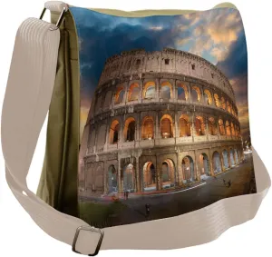 Ambesonne Italian Messenger Bag, Colosseum at Sunset, Unisex Cross-body