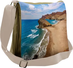 Ambesonne Landscape Messenger Bag, Summer Beach Spain, Unisex Cross-body