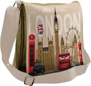 Ambesonne London Messenger Bag, Britain Landmarks, Unisex Cross-body