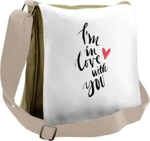 Ambesonne Love Messenger Bag, Brush Stroke Effect Words, Unisex Cross-body