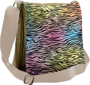 Ambesonne Savannah Messenger Bag, Colorful Wildlife Zebra, Unisex Cross-body
