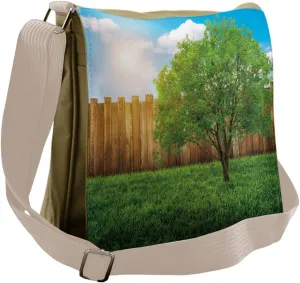 Ambesonne Scenery Messenger Bag, Life Tree Yard Field, Unisex Cross-body