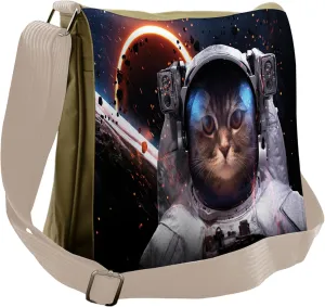 Ambesonne Space Cat Messenger Bag, Clusters Outer Space, Unisex Cross-body