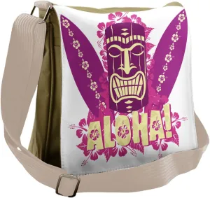 Ambesonne Tiki Bar Messenger Bag, Aloha Surfboards, Unisex Cross-body