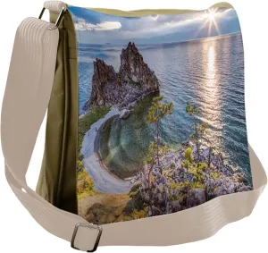 Ambesonne Travel Messenger Bag, Shaman Rock Russia, Unisex Cross-body