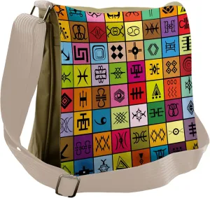 Ambesonne Tribal Messenger Bag, Aboriginal Prehistoric, Unisex Cross-body
