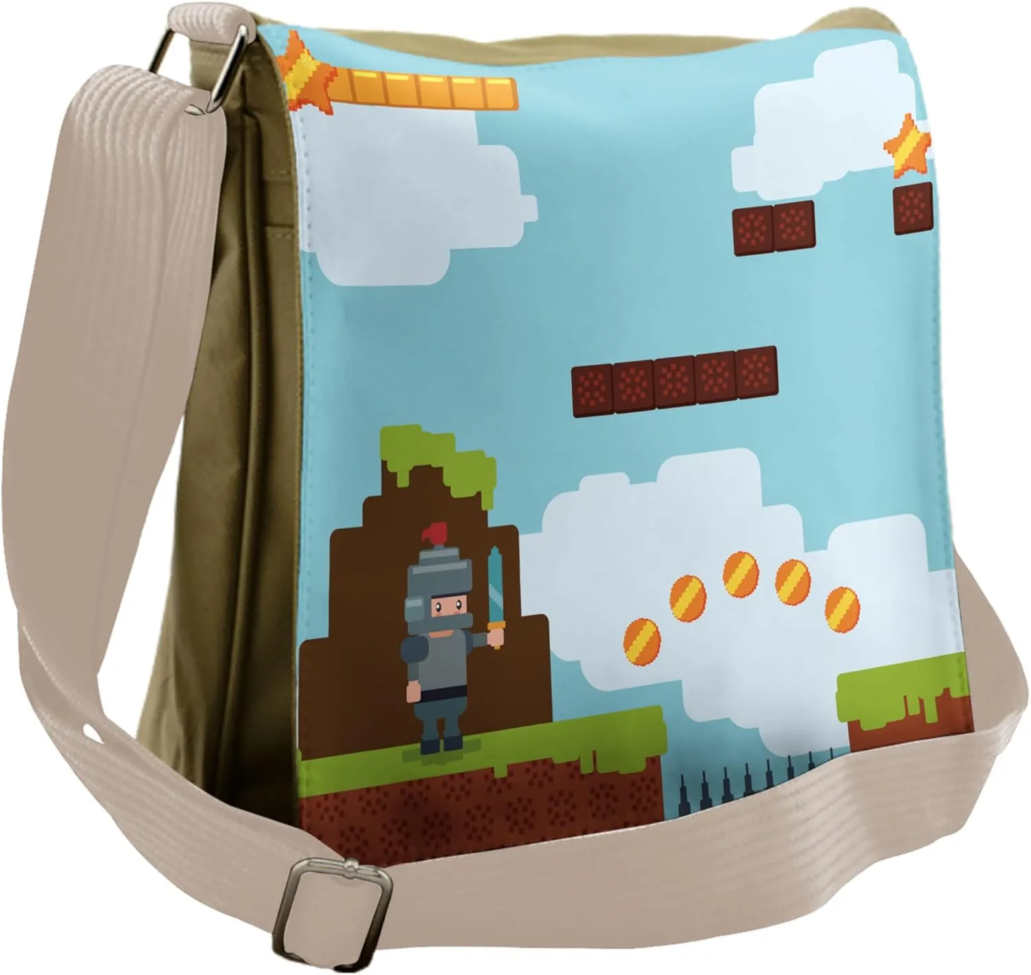 Ambesonne Video Games Messenger Bag, Arcade Knight 9 's, Unisex Cross-body