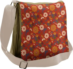 Ambesonne Vintage Messenger Bag, Flower Twigs Pattern, Unisex Cross-body