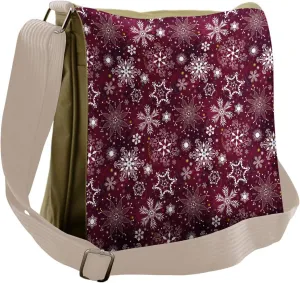 Ambesonne Winter Messenger Bag, Flakes Colorful, Unisex Cross-body