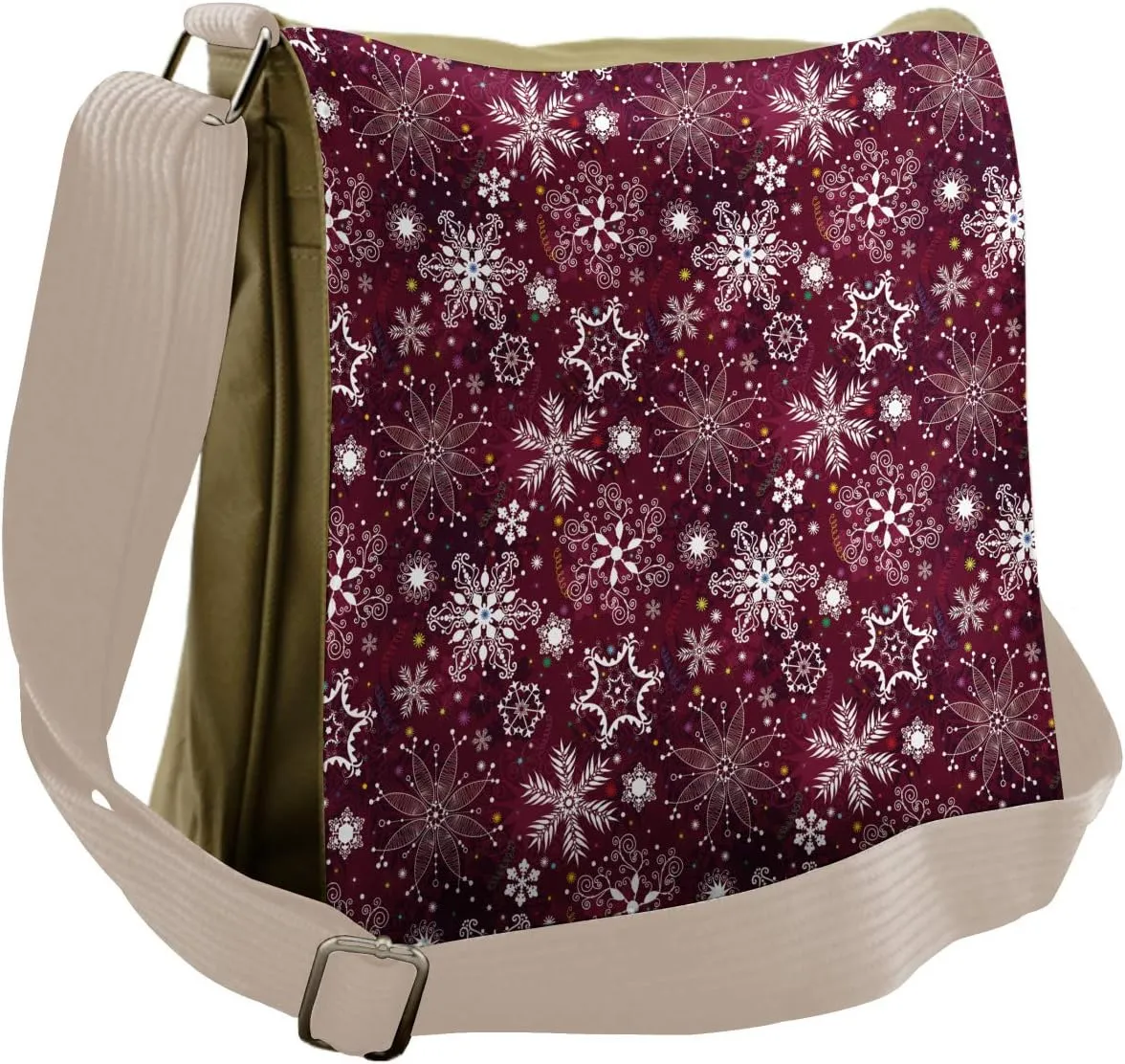 Ambesonne Winter Messenger Bag, Flakes Colorful, Unisex Cross-body