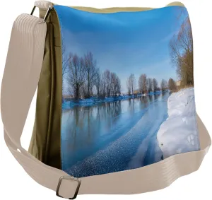 Ambesonne Winter Messenger Bag, Freezing Weather Sky, Unisex Cross-body