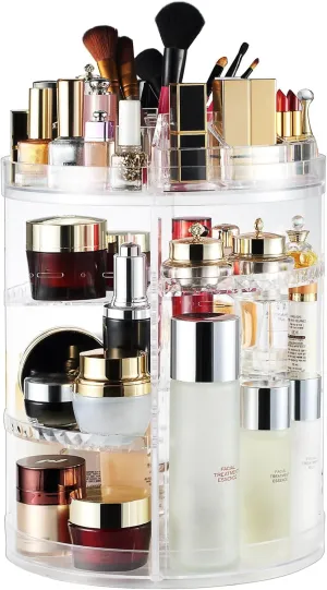 AMEITECH Makeup Organizer, 360 Degree Rotating Adjustable Cosmetic Storage Display Case with 8 Layers Large Capacity, Fits Jewelry, Makeup Brushes, Lipsticks and More, Clear