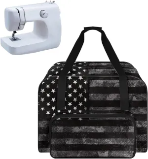 American Flag Sewing Machine Carrying Case Dust Cover Washable Portable Sewing Machine Case Tote Bag with Pocket Fit Most Standard Sewing Machines