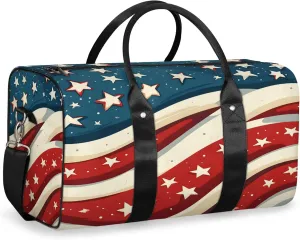 American Flag Stars Duffle Bag for Travel, Overnight Weekend Gym Carry On Luggage Bag, Patriotic 4th of July Travel Duffel Bag for Men Women