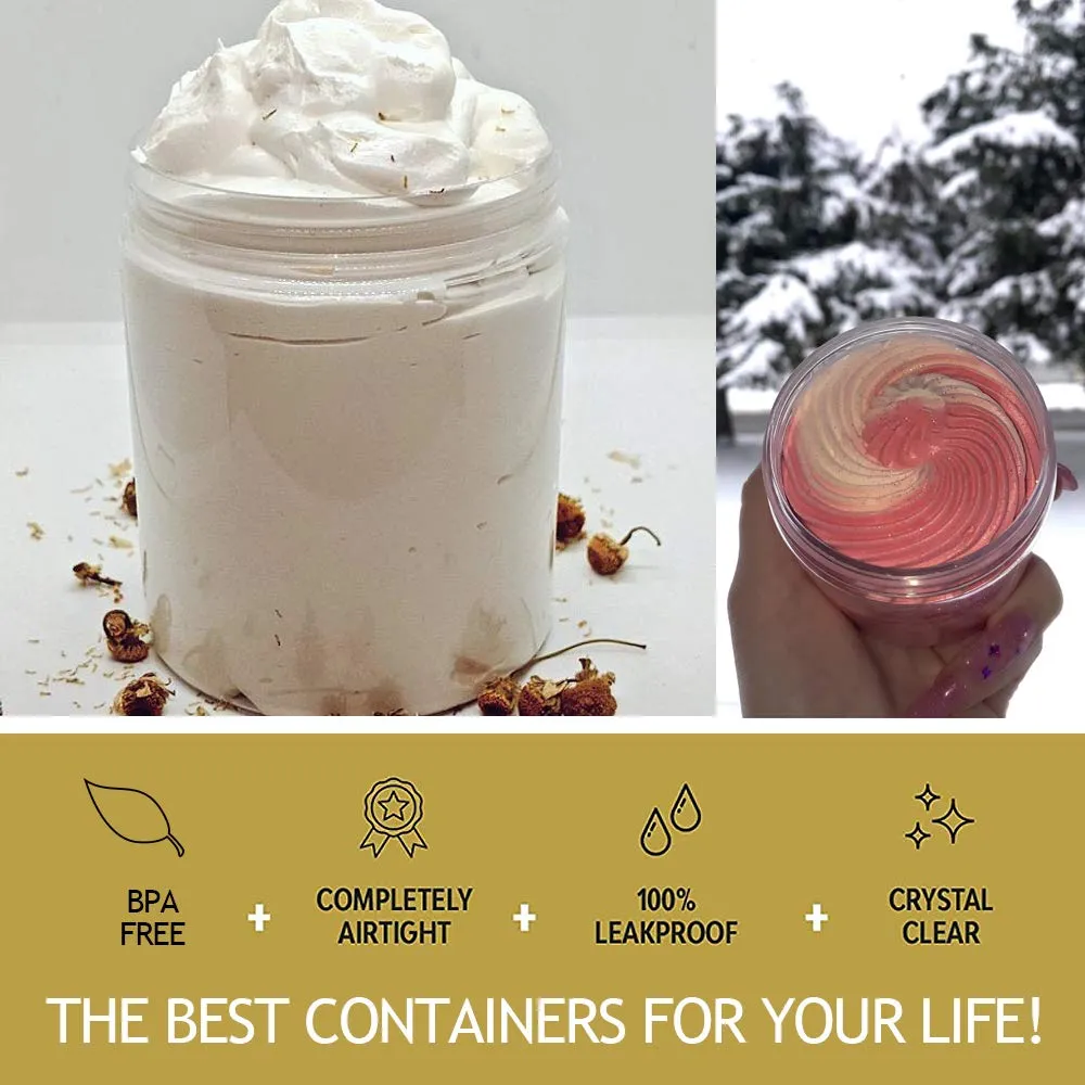 AMORIX 8oz Plastic Jars with Lids 8 oz Plastic Containers with Lids   20g Sample Containers (Set of 24) Airtight Container for Lip Scrub, Body Butters, Cream, Slime, Craft Storage