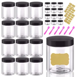 AMORIX 8oz Plastic Jars with Lids 8 oz Plastic Containers with Lids   20g Sample Containers (Set of 24) Airtight Container for Lip Scrub, Body Butters, Cream, Slime, Craft Storage