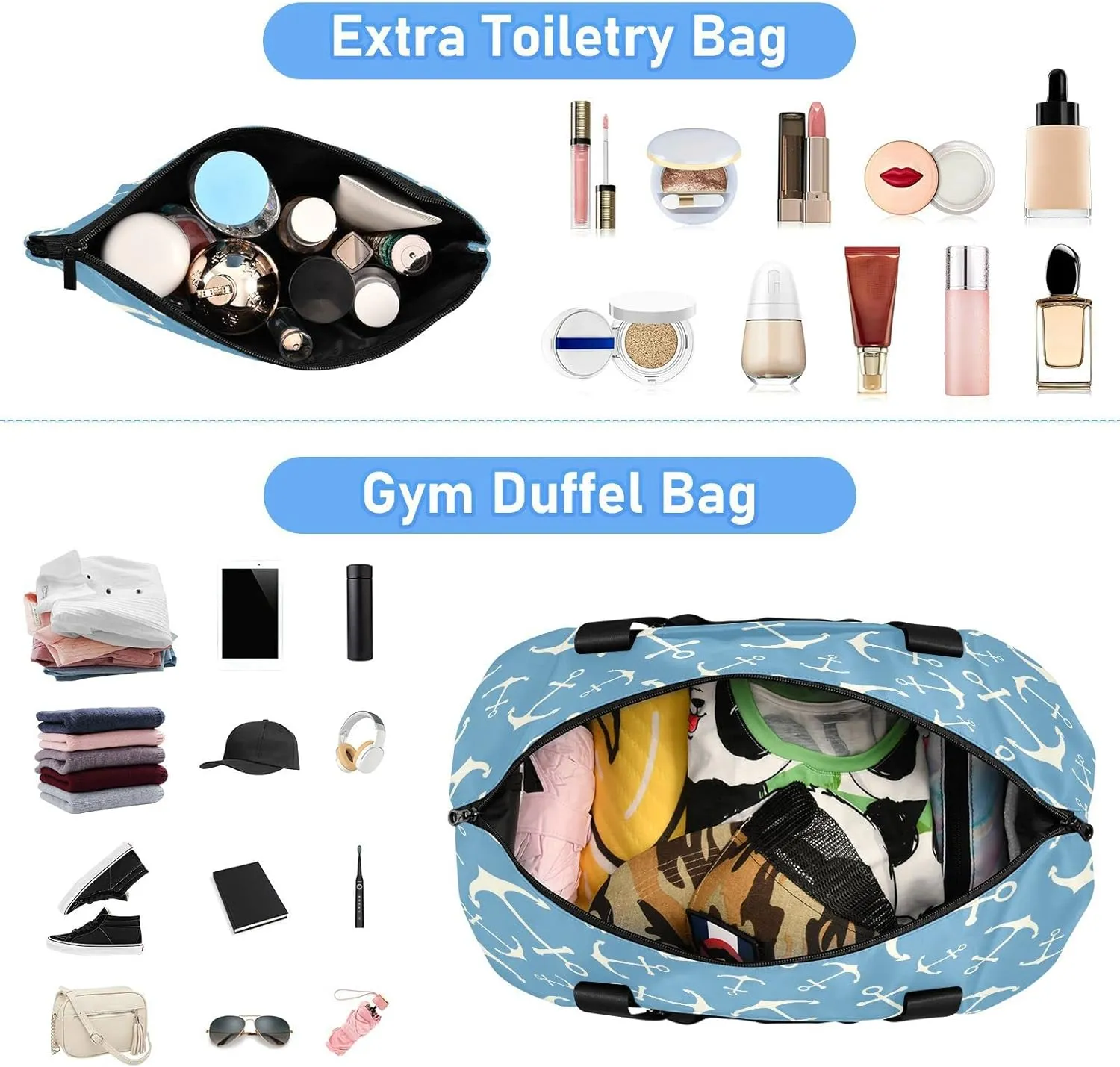 Anchor Sport Tote Bag for Women,Gym Bag Anchor Duffle Bag with Shoe Compartment and Wet Pocket,Ladies Beach Bag Overnight Bag,Weekender Bag Carry on Bag for Airplane