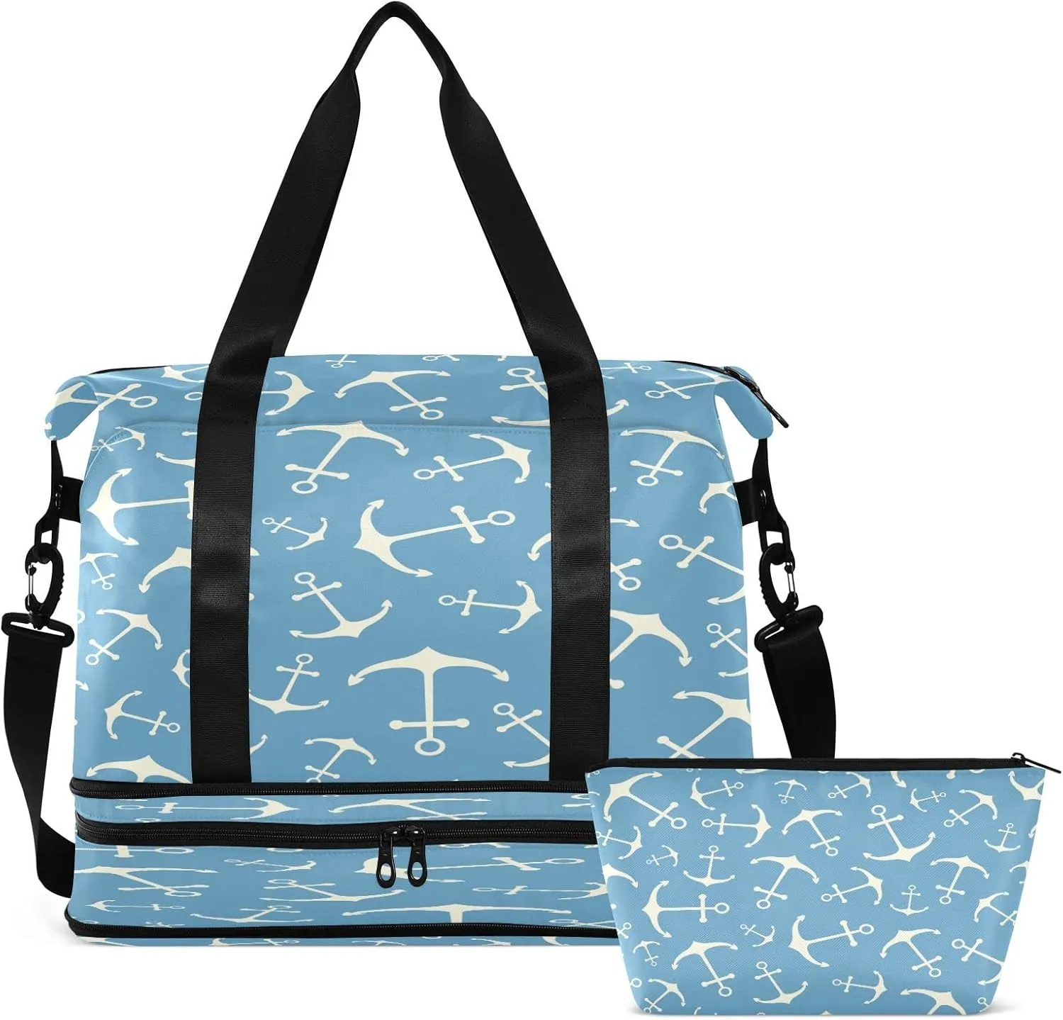 Anchor Sport Tote Bag for Women,Gym Bag Anchor Duffle Bag with Shoe Compartment and Wet Pocket,Ladies Beach Bag Overnight Bag,Weekender Bag Carry on Bag for Airplane