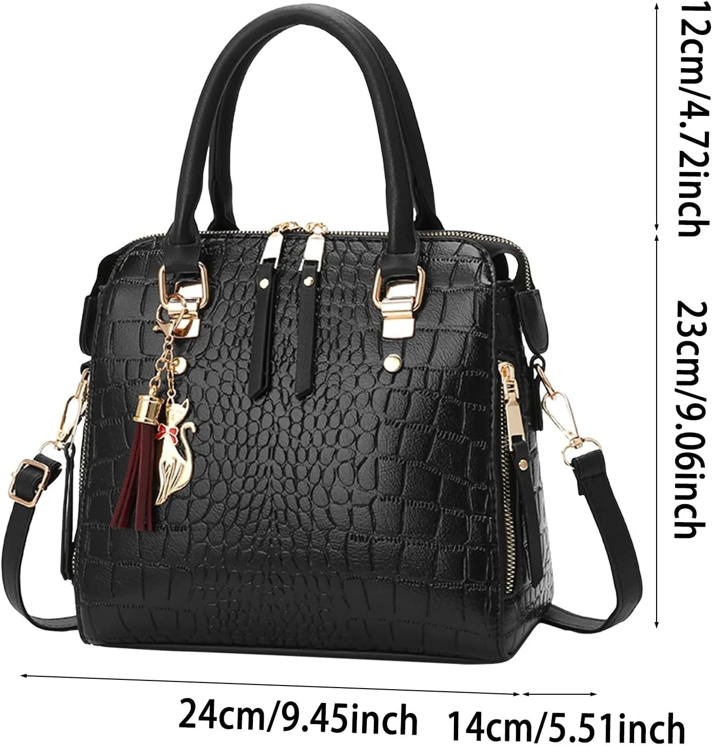 And Winter Stone Pattern Large Capacity Casual Shoulder Fashion Versatile Crossbody Bag Cat Messenger (Yellow, One Size)