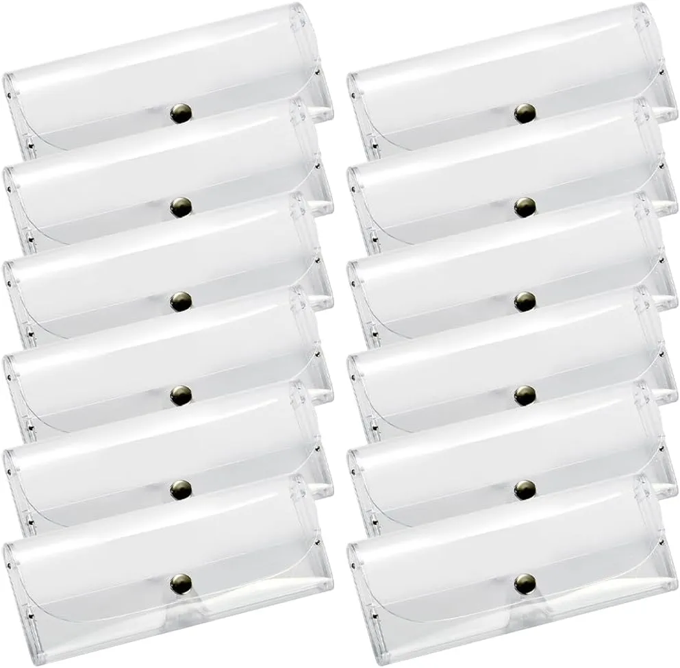 Angoily Transparent Eyeglasses Case 12pcs Sunglasses Clear Bag Buckle Portable Anti-scratch Eyeglass Box Lightweight Eyewear Sleeve Box for Travel