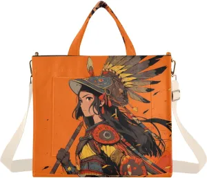 Anime Knight Women's Tote Bag Corduroy Cloth Handbag Purse with Detachable Strap Small Size