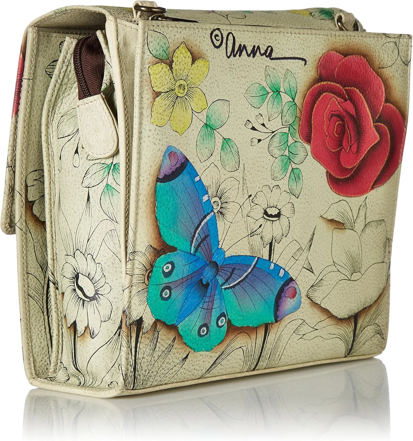 Anna by Anuschka Hand Painted Leather Women's Flap Crossbody Organizer