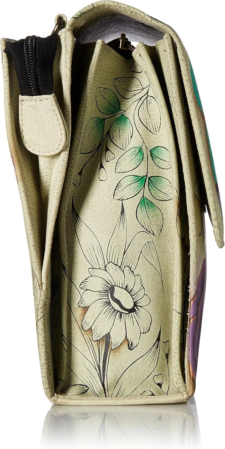 Anna by Anuschka Hand Painted Leather Women's Flap Crossbody Organizer