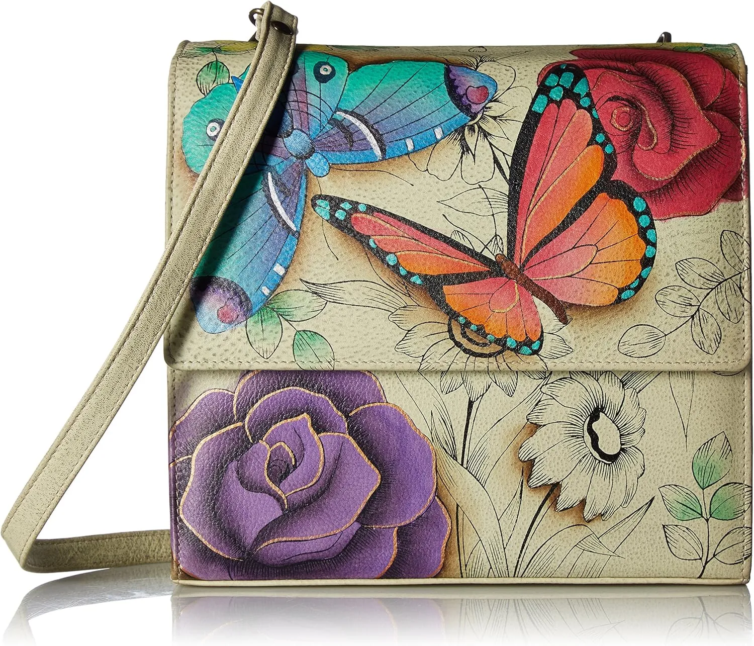 Anna by Anuschka Hand Painted Leather Women's Flap Crossbody Organizer