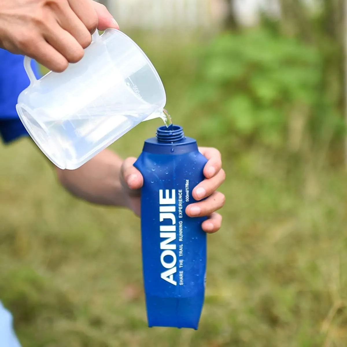AONIJIE TPU Soft Folding Water Bottles Collapsible Flask for Hydration Pack for Running Hiking Cycling Climbing Pack of 2 (250ml -Pack of 2)