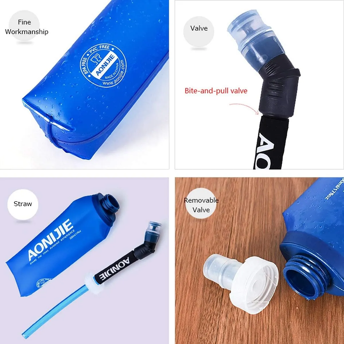 AONIJIE TPU Soft Folding Water Bottles Collapsible Flask for Hydration Pack for Running Hiking Cycling Climbing Pack of 2 (250ml -Pack of 2)