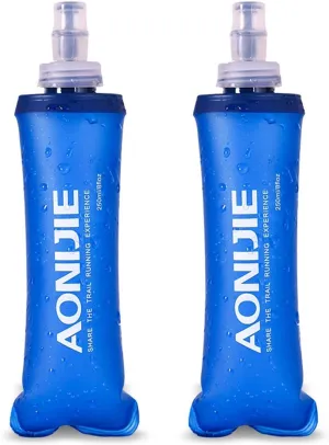 AONIJIE TPU Soft Folding Water Bottles Collapsible Flask for Hydration Pack for Running Hiking Cycling Climbing Pack of 2 (250ml -Pack of 2)