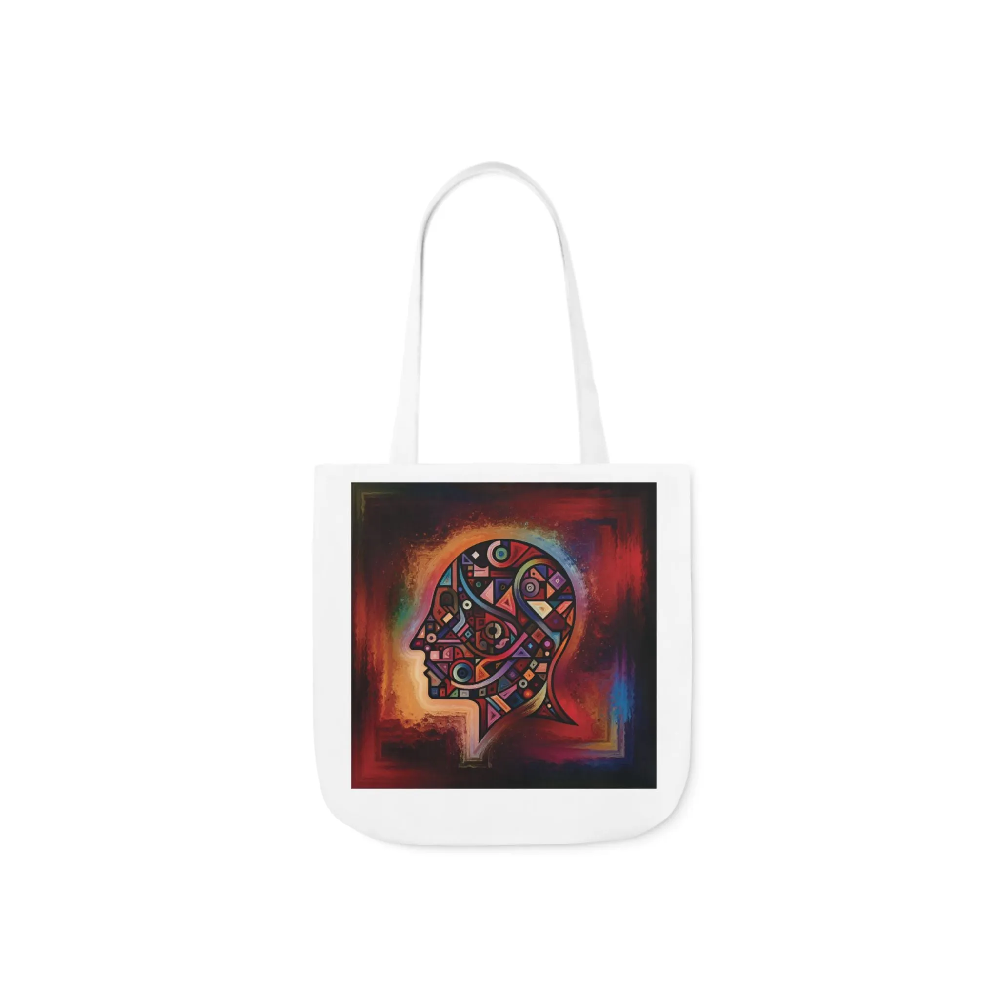 Artistic Canvas Tote Bag with Colorful Straps - Unique Design for Art Lovers