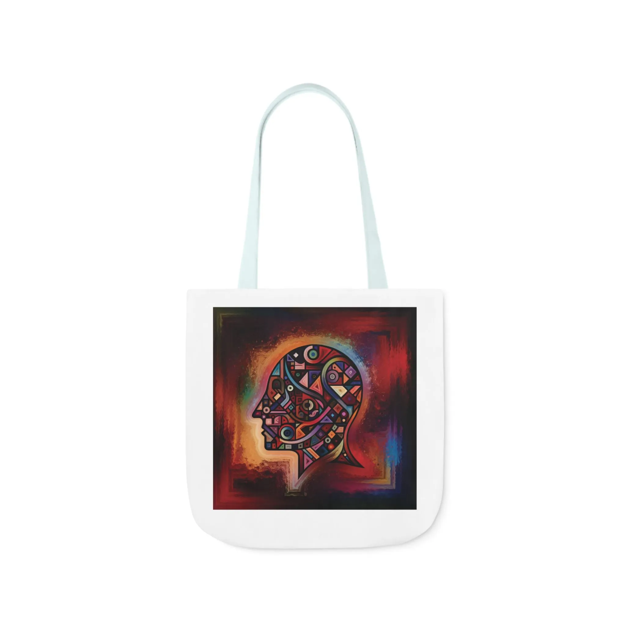 Artistic Canvas Tote Bag with Colorful Straps - Unique Design for Art Lovers