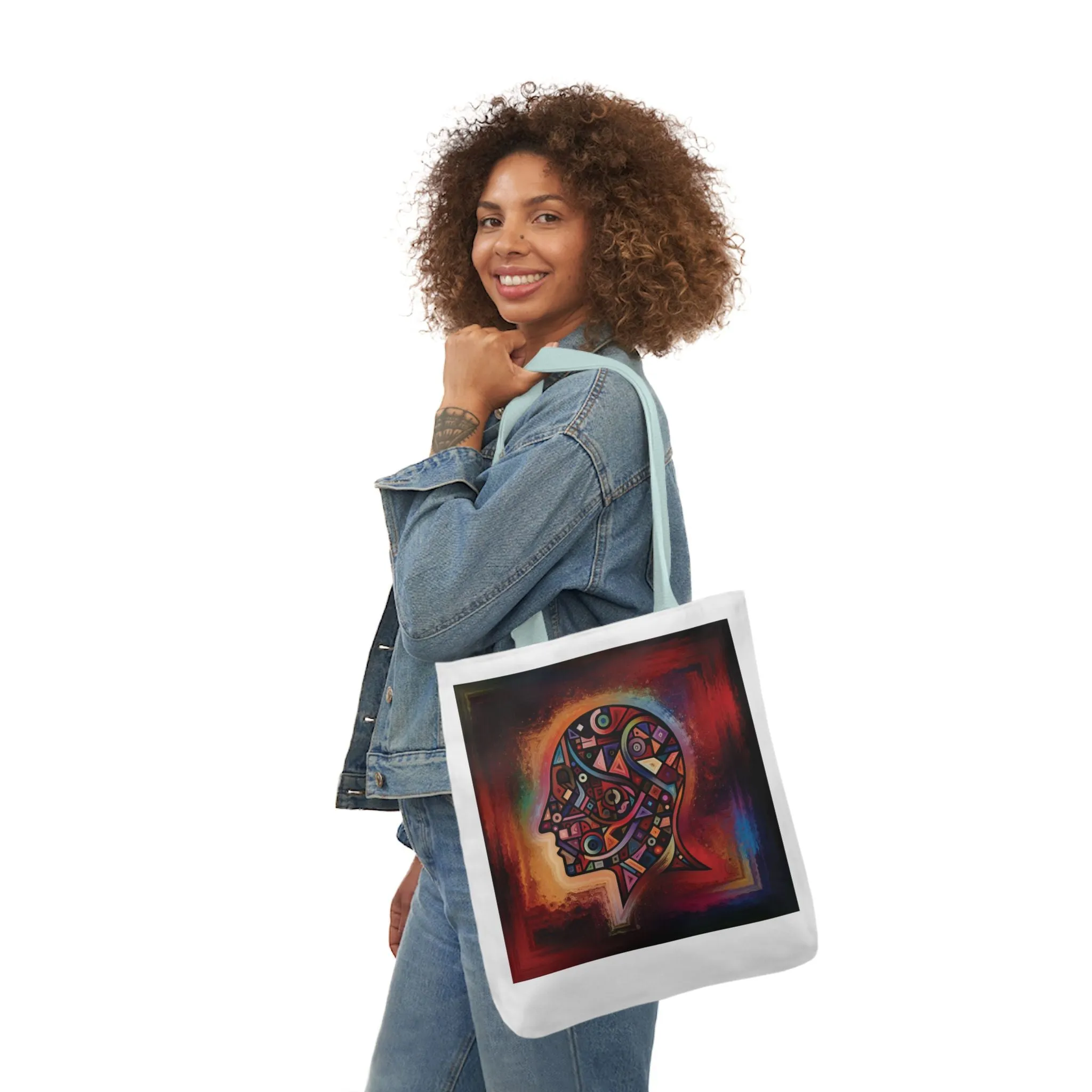Artistic Canvas Tote Bag with Colorful Straps - Unique Design for Art Lovers