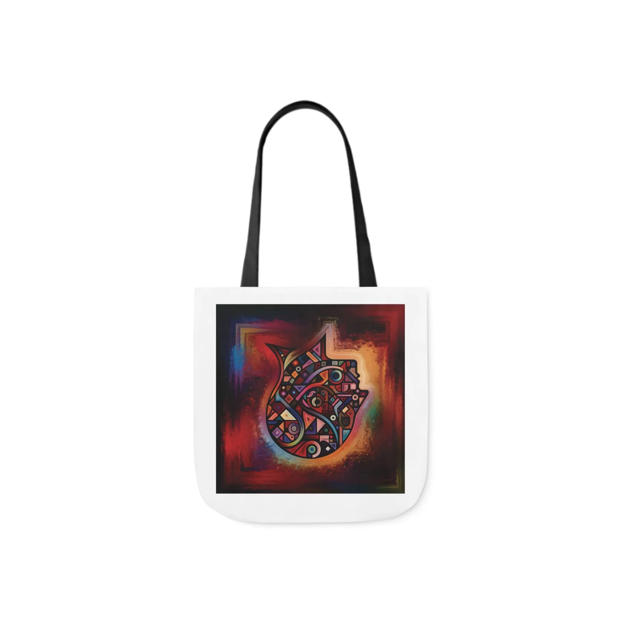 Artistic Canvas Tote Bag with Colorful Straps - Unique Design for Art Lovers