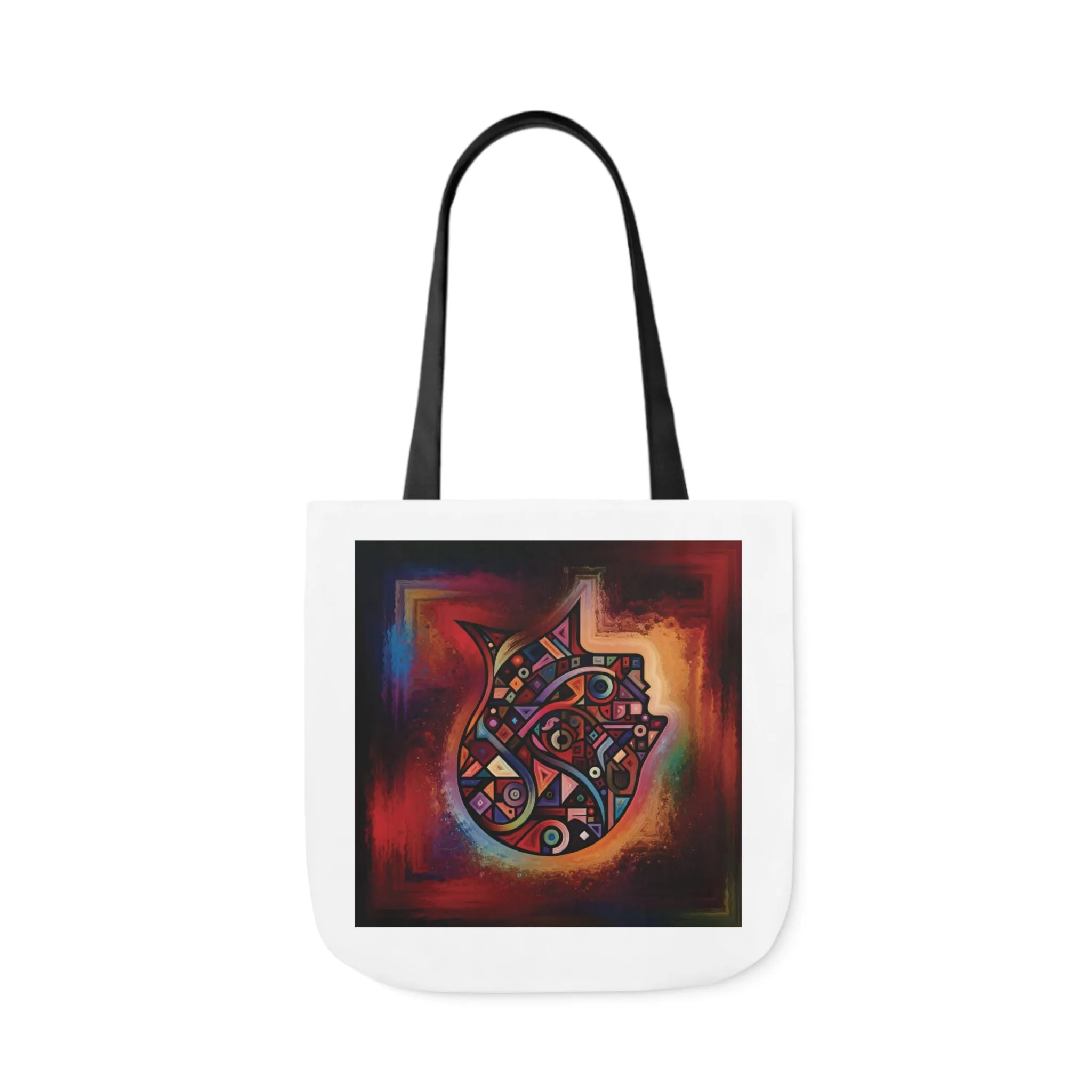 Artistic Canvas Tote Bag with Colorful Straps - Unique Design for Art Lovers