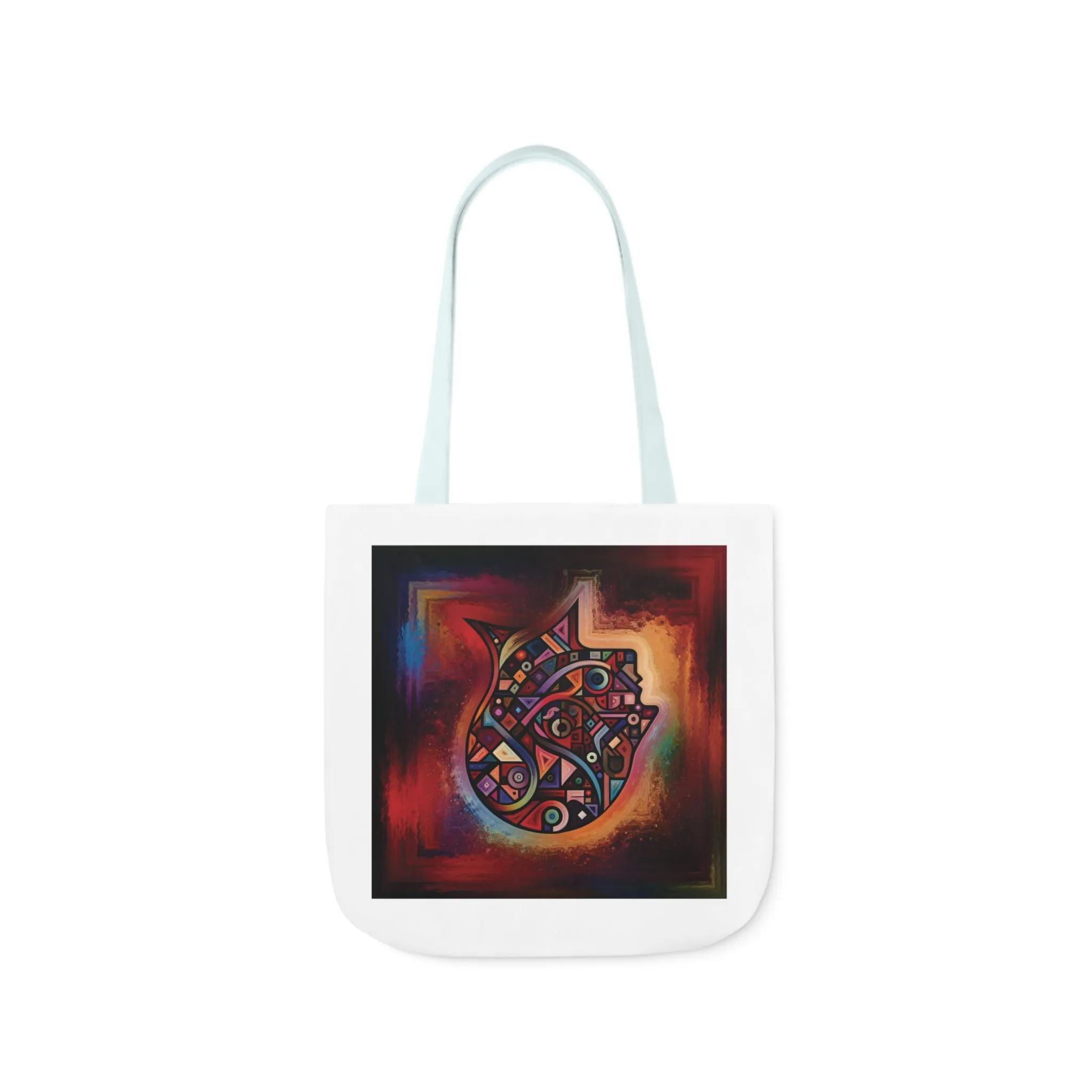 Artistic Canvas Tote Bag with Colorful Straps - Unique Design for Art Lovers