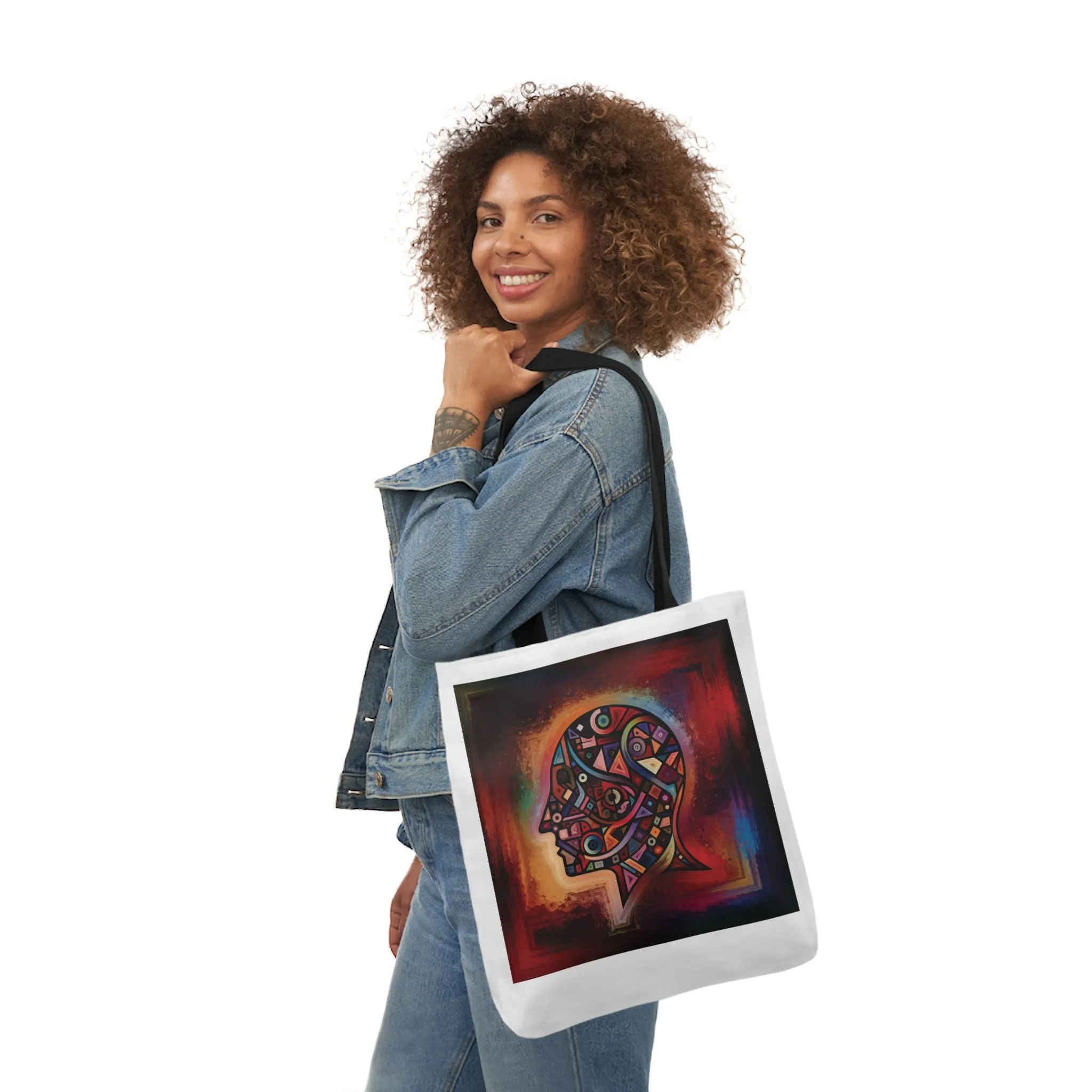 Artistic Canvas Tote Bag with Colorful Straps - Unique Design for Art Lovers