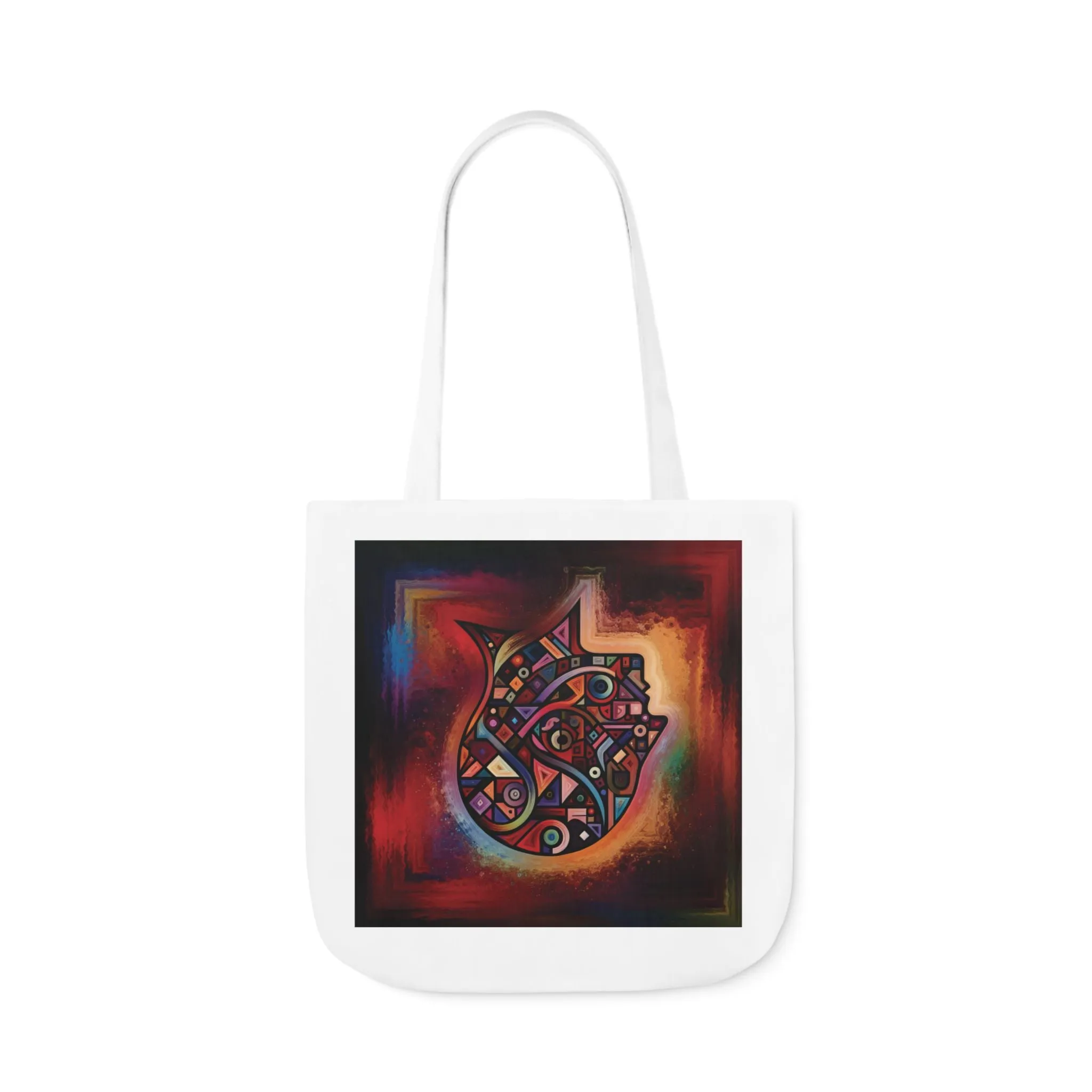 Artistic Canvas Tote Bag with Colorful Straps - Unique Design for Art Lovers