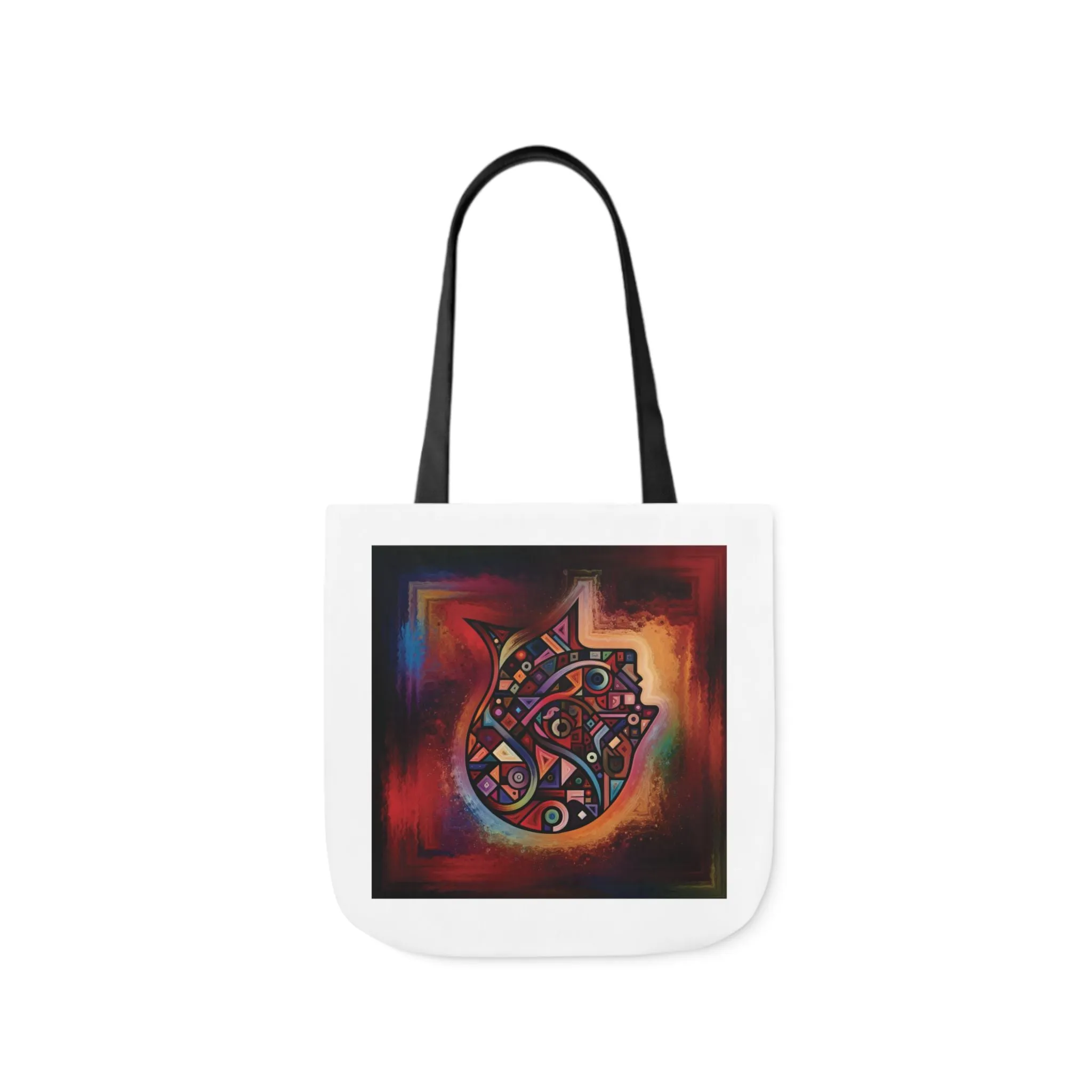 Artistic Canvas Tote Bag with Colorful Straps - Unique Design for Art Lovers