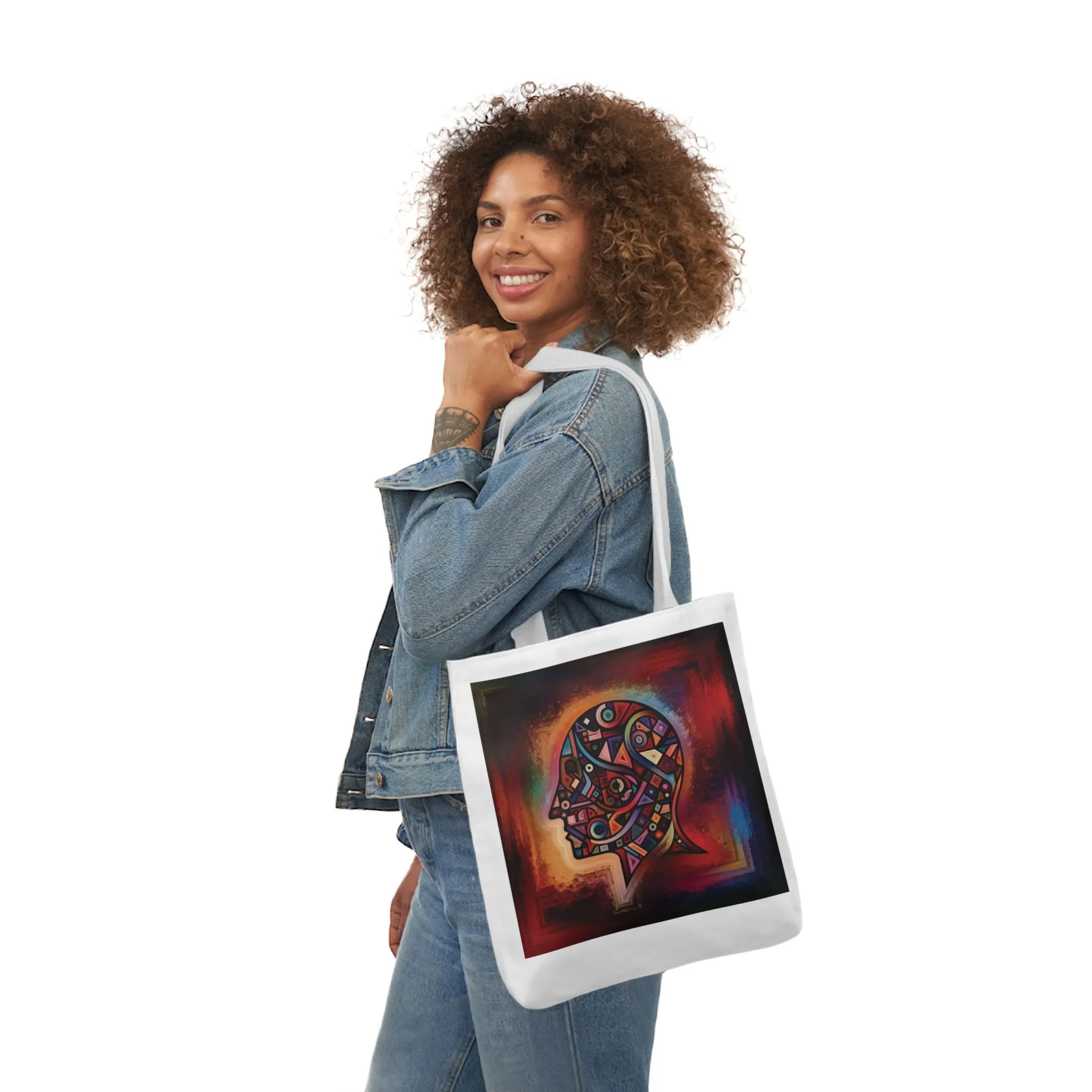 Artistic Canvas Tote Bag with Colorful Straps - Unique Design for Art Lovers