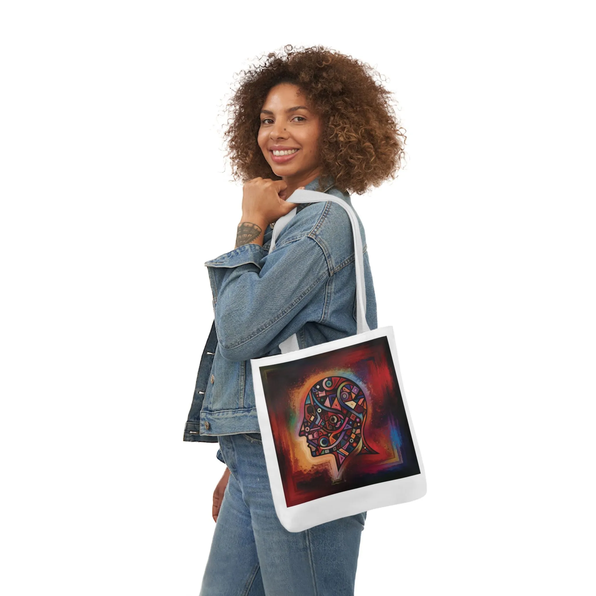 Artistic Canvas Tote Bag with Colorful Straps - Unique Design for Art Lovers