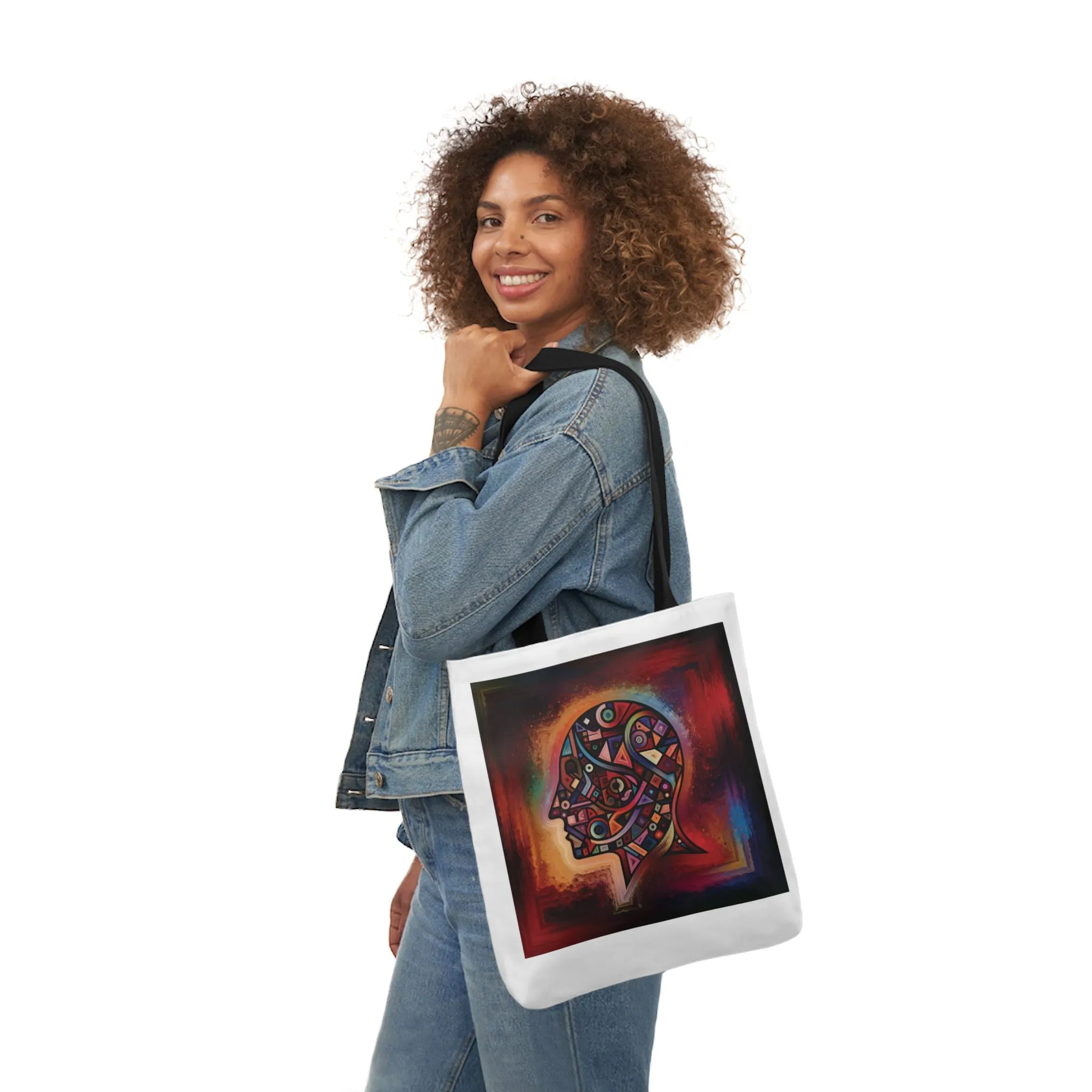 Artistic Canvas Tote Bag with Colorful Straps - Unique Design for Art Lovers