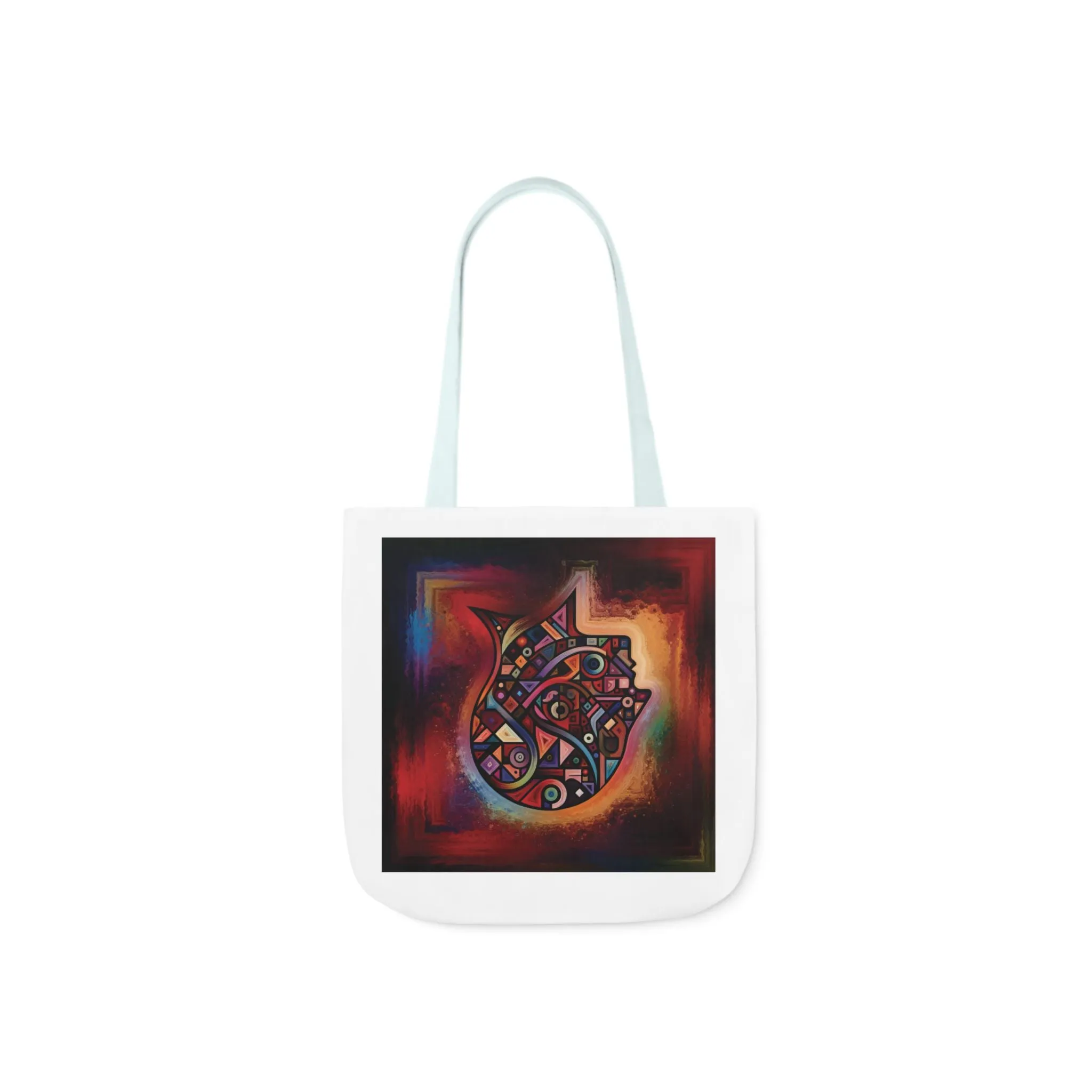 Artistic Canvas Tote Bag with Colorful Straps - Unique Design for Art Lovers