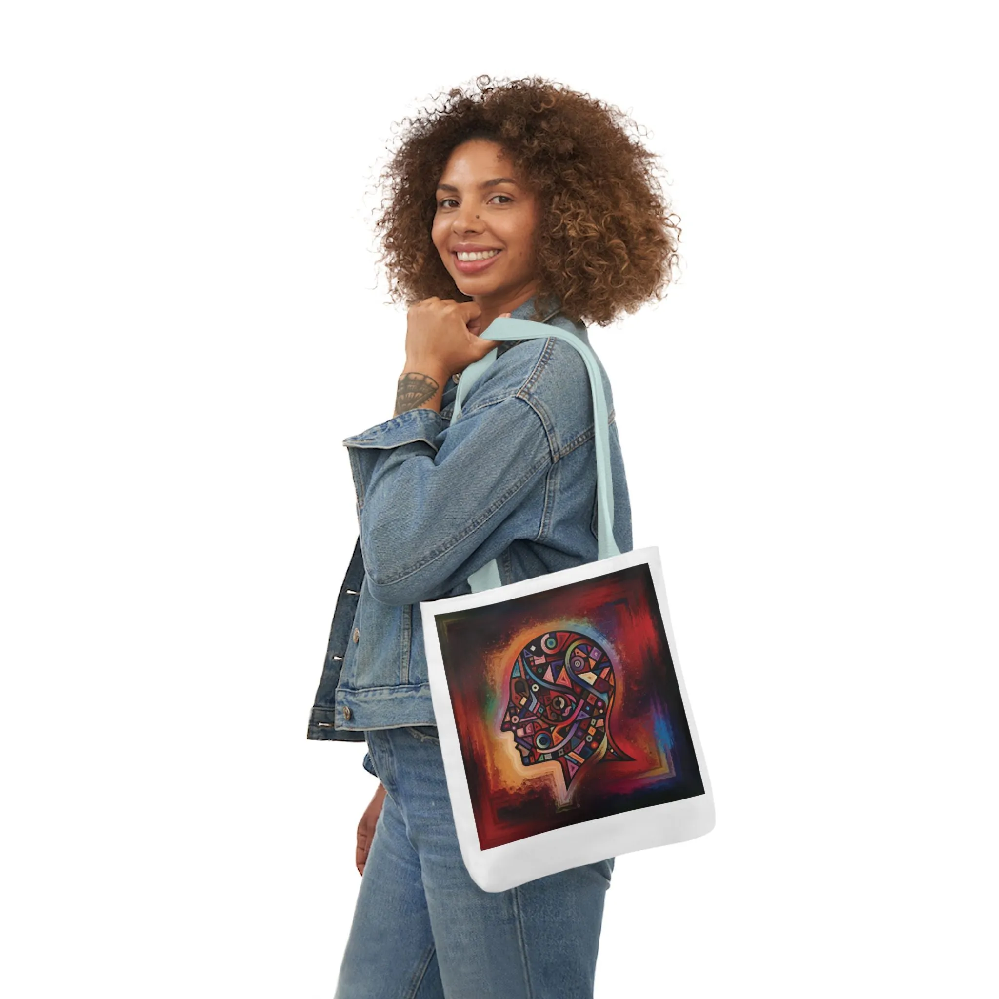 Artistic Canvas Tote Bag with Colorful Straps - Unique Design for Art Lovers