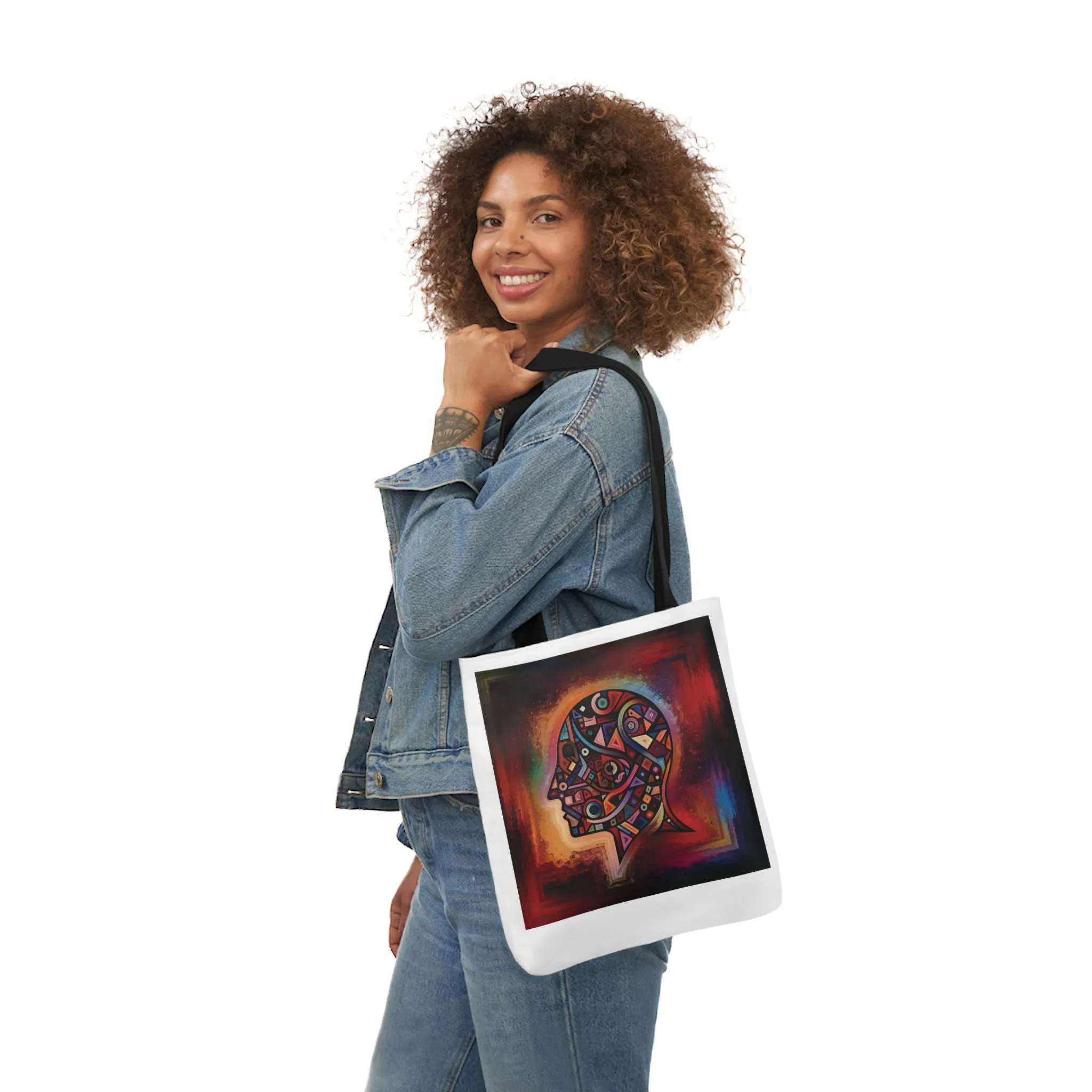 Artistic Canvas Tote Bag with Colorful Straps - Unique Design for Art Lovers