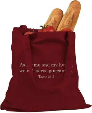 As For Me and My House we Will Serve Guacamole Cotton Canvas Tote Bag