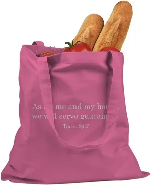 As For Me and My House we Will Serve Guacamole Cotton Canvas Tote Bag